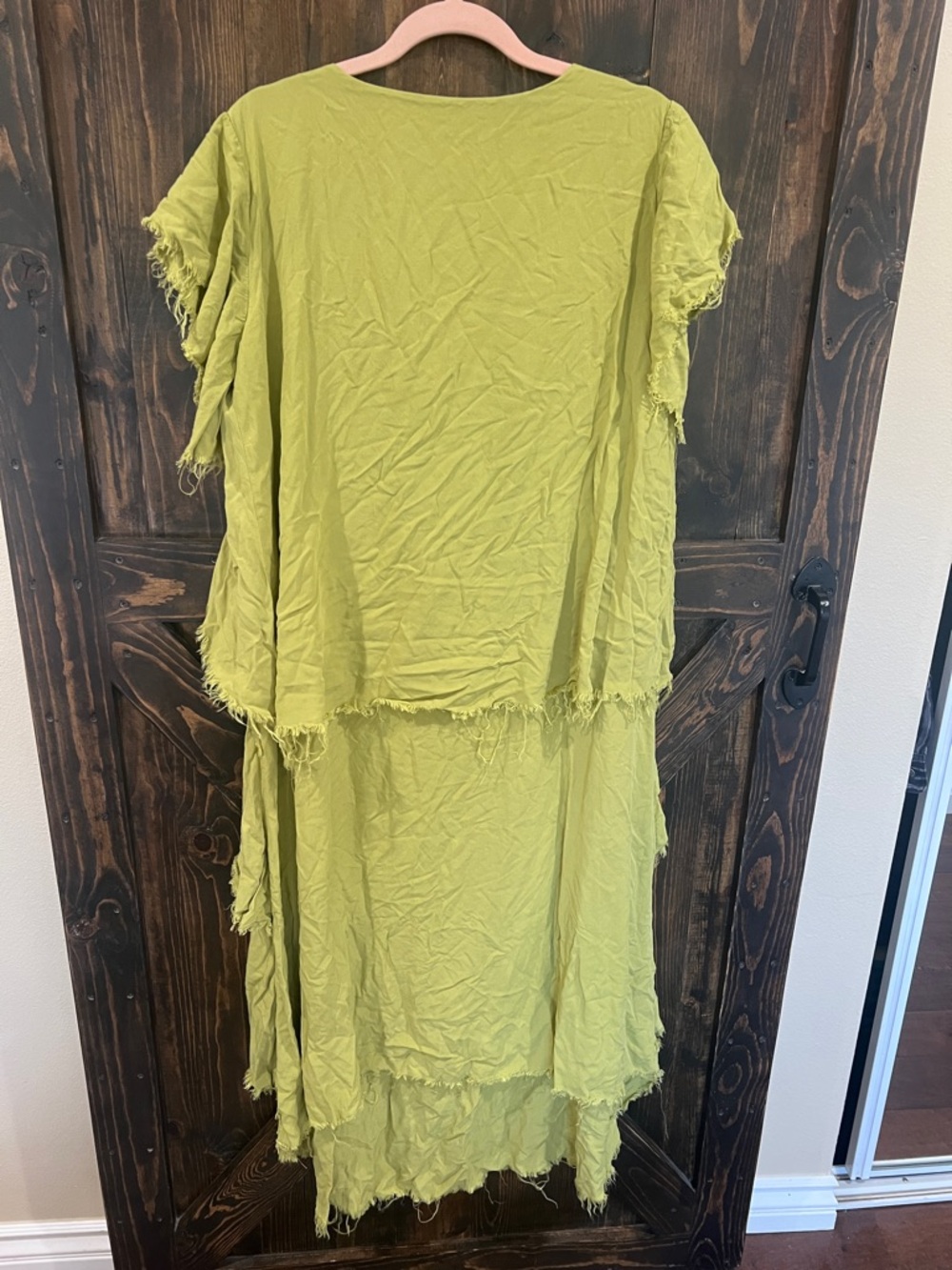 Lime Green Tiered Boho Ruffle Dress - Picture 2 of 3